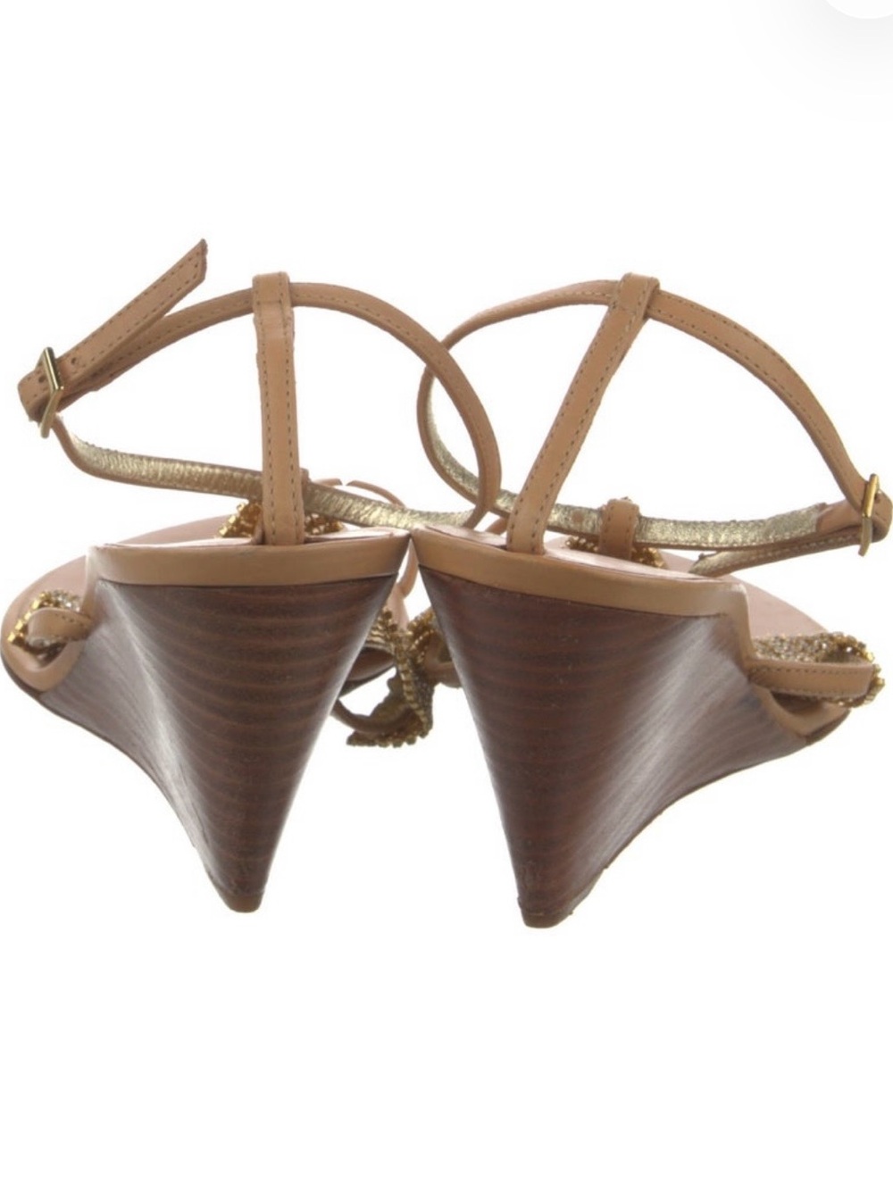 Giuseppe Zanotti Gold Crystal Mesh T-Strap Sandals - Picture 3 of 5